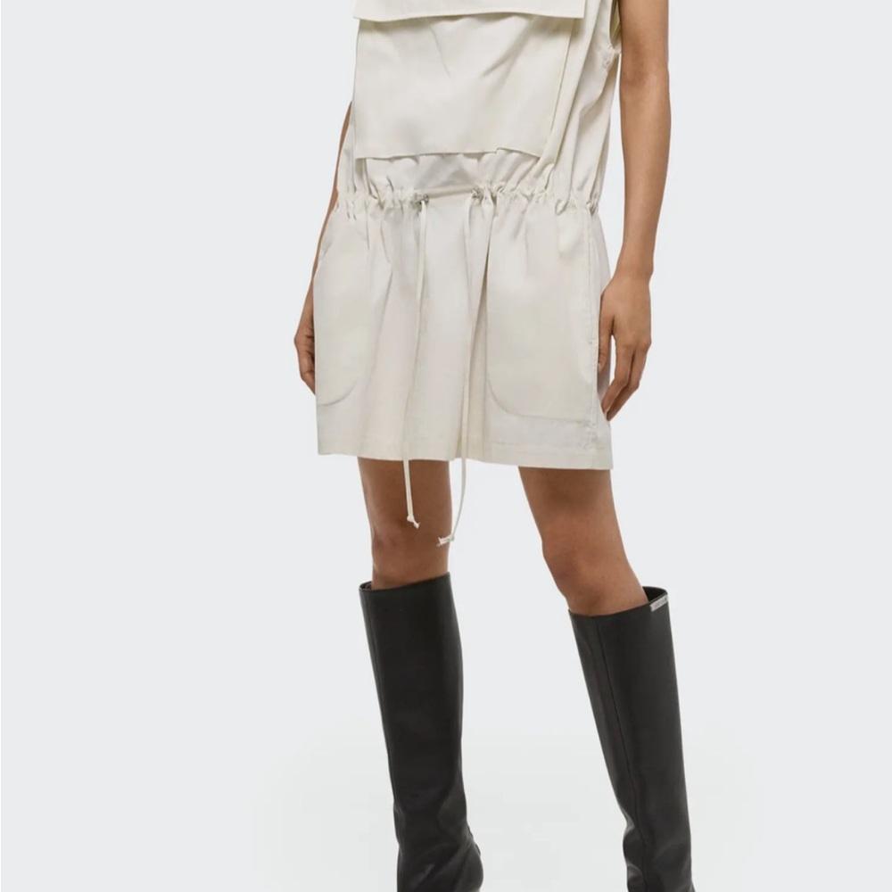 Stylish Cream Dress with Black Boots Convertible Gusset Dress new w/tag